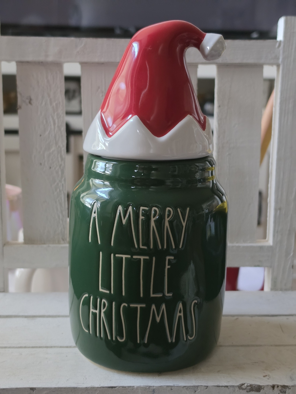 Rae Dunn Holiday Ceramic Jar with Red Santa Hat Lid